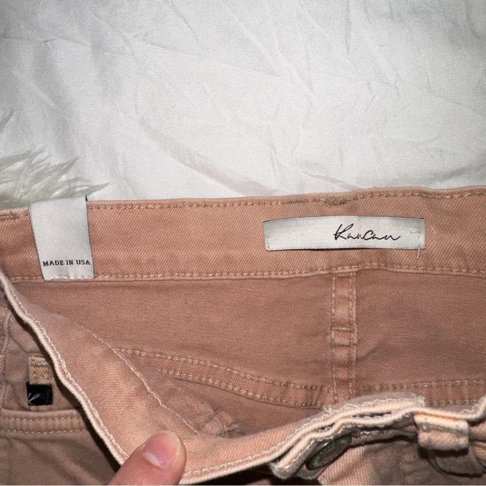 KanCan (Buckle) | Kaimi High Rise Pink Denim Shorts Crochet Lace Frayed Hem 23